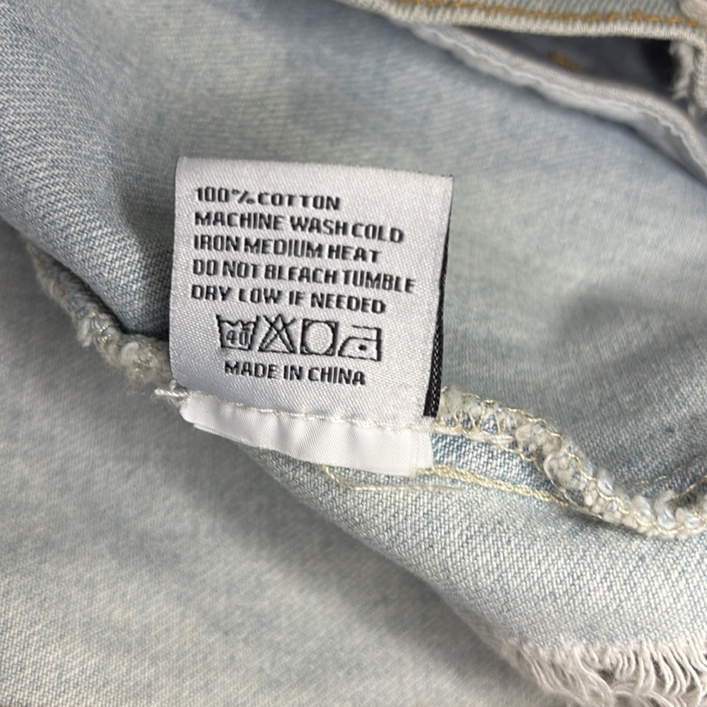 Iris Jeans Distressed Oversized Light Blue Denim Jacket size small/medium - Picture 5 of 8